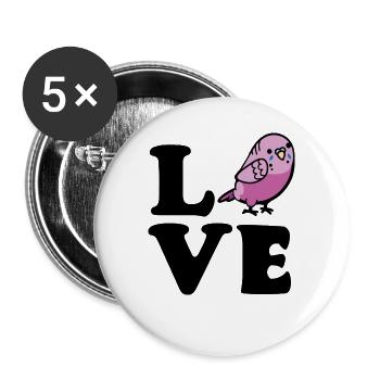 Love Wellensittich - Buttons groß 56 mm (5er Pack) - Weiß - Vorne