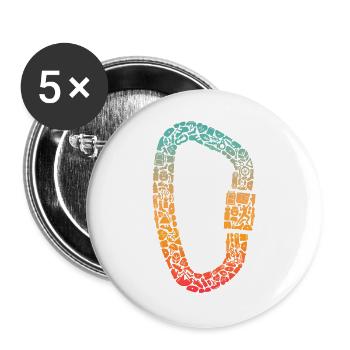Klettern Symbole Karabiner Bouldern Climbing - Buttons groß 56 mm (5er Pack) - Weiß - Vorne