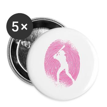 Baseball Baseballer Fingerabdruck Baseballspieleri - Buttons groß 56 mm (5er Pack) - Weiß - Vorne