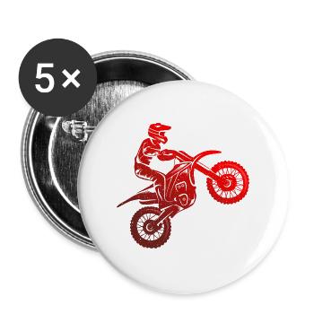 Dirt Bike Motorrad Biker Kinder Motocross - Buttons groß 56 mm (5er Pack) - Weiß - Vorne