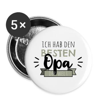 Ich hab den besten Opa der Welt - Buttons groß 56 mm (5er Pack) - Weiß - Vorne