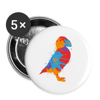 Puffin Bunter Papageientaucher Papageitaucher - Buttons groß 56 mm (5er Pack) - Weiß - Vorne