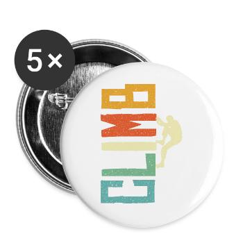 Bouldern Boulder Kletterer Klettern Bergsteiger - Buttons groß 56 mm (5er Pack) - Weiß - Vorne
