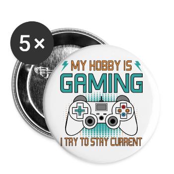 My Hobby is Gaming Videospiel Videogame Design - Buttons groß 56 mm (5er Pack) - Weiß - Vorne