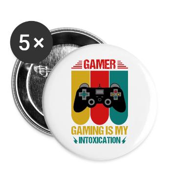Gaming Videogame Videospiel Computerspiel Design - Buttons groß 56 mm (5er Pack) - Weiß - Vorne