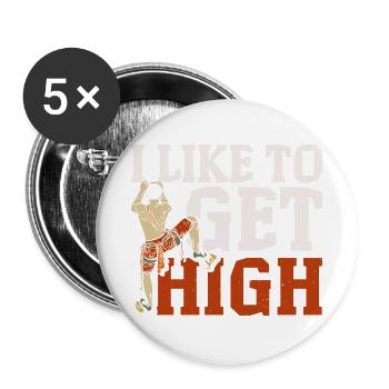 Ich möchte hoch hinaus Kletterer Boulderer Boulder - Buttons groß 56 mm (5er Pack) - Weiß - Vorne
