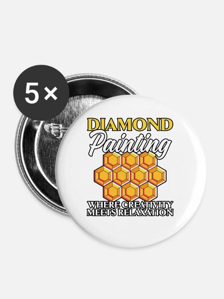 Diamantmalerei Handwerkszeug Diamantmaler - Buttons groß 56 mm (5er Pack) - Weiß