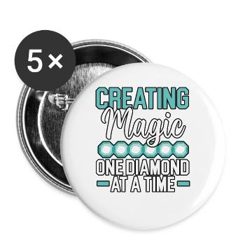 Diamantmalerei Handwerkszeug Diamantmaler - Buttons groß 56 mm (5er Pack) - Weiß - Vorne