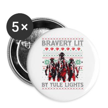 Tapferkeit im Schein der Weihnachtslichter - Brand - Buttons groß 56 mm (5er Pack) - Weiß - Vorne
