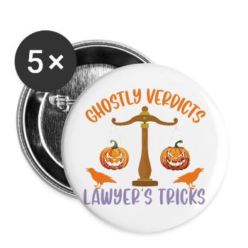 Geisterhafte Urteile Anwalts-Tricks Anwalt Hallowe - Buttons groß 56 mm (5er Pack) - Weiß - Vorne