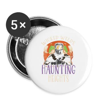 Böse Schweißnähte Geisterhafte Höhen Schweißer Hal - Buttons groß 56 mm (5er Pack) - Weiß - Vorne