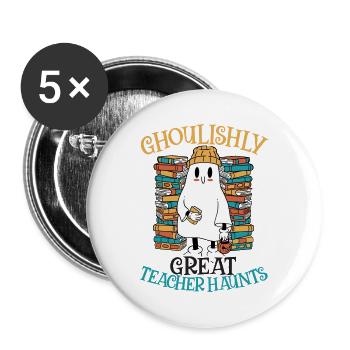 Schaurig-schöner Lehrer spukt an Lehrer-Halloween - Buttons groß 56 mm (5er Pack) - Weiß - Vorne