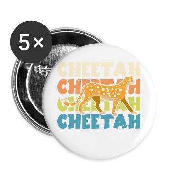 Gepardenflüsterer Wildtier Tierpfleger - Buttons groß 56 mm (5er Pack) - Weiß - Vorne