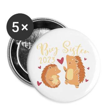Big Sister 2023 Igel Big Sis 23 - Buttons groß 56 mm (5er Pack) - Weiß - Vorne