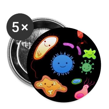 Bakterien Maske Biologe Mikrobiom Biologie - Buttons groß 56 mm (5er Pack) - Weiß - Vorne