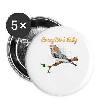 Zebrafink Spruch Lustiges Prachtfink - Buttons groß 56 mm (5er Pack) - Weiß - Vorne