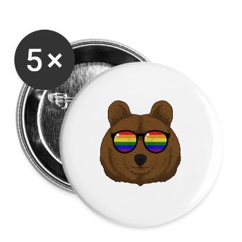 LGBT Bear - Buttons groß 56 mm (5er Pack) - Weiß - Vorne