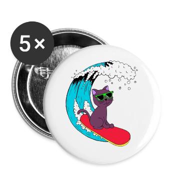Surfer - Buttons groß 56 mm (5er Pack) - Weiß - Vorne