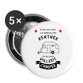 vollzeit camper wohnwagen - Buttons groß 56 mm (5er Pack) - Weiß - Vorne