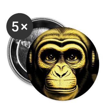 Affe mit Kopfhörer - Buttons groß 56 mm (5er Pack) - Weiß - Vorne