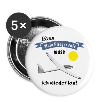 wenn mein flieger ruft - Buttons groß 56 mm (5er Pack) - Weiß - Vorne