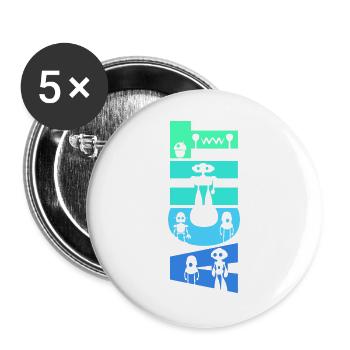 Geburtstag Kinder 8 Jahre alt Robotik Roboter - Buttons groß 56 mm (5er Pack) - Weiß - Vorne