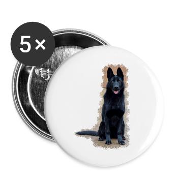 Schwarzer Schäferhund - Buttons groß 56 mm (5er Pack) - Weiß - Vorne
