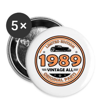 Jahrgang 1989 svg - Buttons groß 56 mm (5er Pack) - Weiß - Vorne