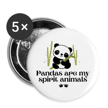Pandas sind mein Geisttier - Buttons groß 56 mm (5er Pack) - Weiß - Vorne
