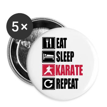 Eat Sleep Karate Repeat - Buttons groß 56 mm (5er Pack) - Weiß - Vorne