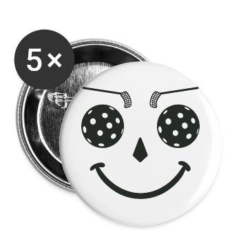 Floorball Gesicht Lachen Floorballer Unihockey - Buttons groß 56 mm (5er Pack) - Weiß - Vorne