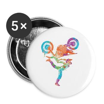 Dirt Biker Motorrad Jungen Motocross Kinder - Buttons groß 56 mm (5er Pack) - Weiß - Vorne