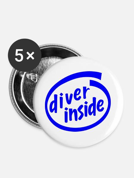 Diver inside - Buttons groß 56 mm (5er Pack) - Weiß