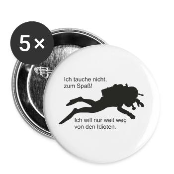 Spass - Buttons groß 56 mm (5er Pack) - Weiß - Vorne