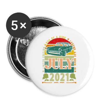 Geburtstagsgeschenk Juli 2021. - Buttons groß 56 mm (5er Pack) - Weiß - Vorne
