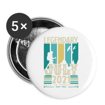 Juli 2021 Geburtstagsgeschenk, Vintage Juli. - Buttons groß 56 mm (5er Pack) - Weiß - Vorne