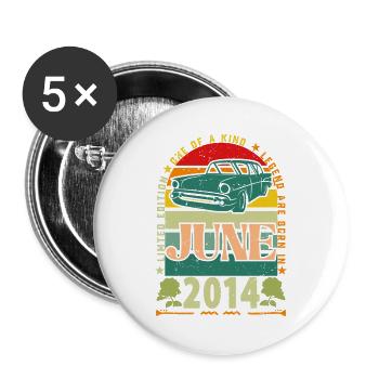 Geburtstagsgeschenk Juni 2014. Juni 2014 Juni 2014 - Buttons groß 56 mm (5er Pack) - Weiß - Vorne