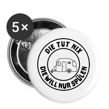 die tut nix wohnwagen - Buttons groß 56 mm (5er Pack) - Weiß - Vorne