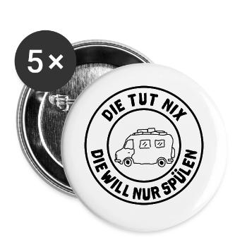 die tut nix wohnmobil - Buttons groß 56 mm (5er Pack) - Weiß - Vorne