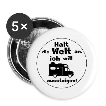 halt die welt an weltenbummler - Buttons groß 56 mm (5er Pack) - Weiß - Vorne