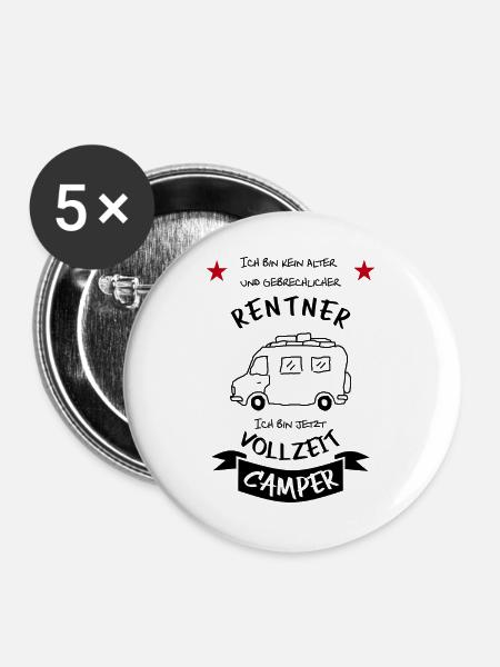 vollzeit camper wohnmobil - Buttons groß 56 mm (5er Pack) - Weiß