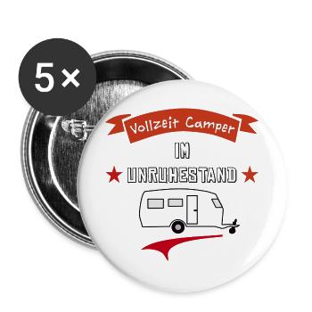 vollzeit camper im unruhestand - Buttons groß 56 mm (5er Pack) - Weiß - Vorne