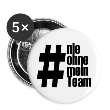 ohne mein team - Buttons groß 56 mm (5er Pack) - Weiß - Vorne