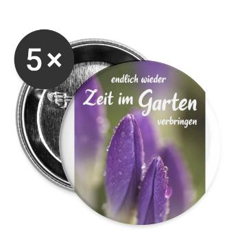 Zeit im Garten Gartensaison Gartenzeit Gärtnern - Buttons groß 56 mm (5er Pack) - Weiß - Vorne