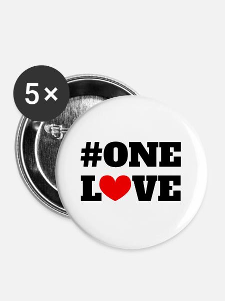 One Love - Buttons groß 56 mm (5er Pack) - Weiß