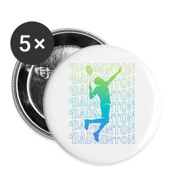 Badmintonspieler Badminton Federball Jungen - Buttons groß 56 mm (5er Pack) - Weiß - Vorne
