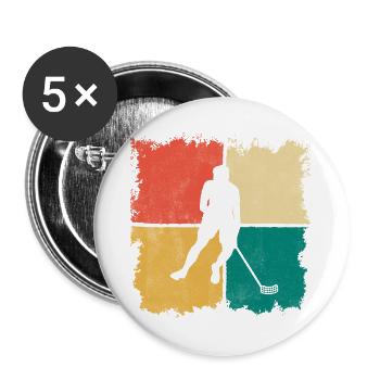 Unihockey Floorball Spieler Floorballspieler - Buttons groß 56 mm (5er Pack) - Weiß - Vorne