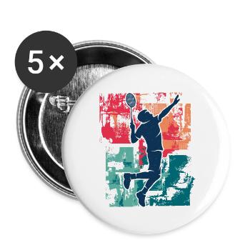 Badmintonspieler Vintage Badminton Spieler - Buttons groß 56 mm (5er Pack) - Weiß - Vorne