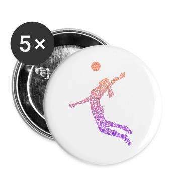 Volleyballerin Symbole Frauen Mädchen Volleyball - Buttons groß 56 mm (5er Pack) - Weiß - Vorne