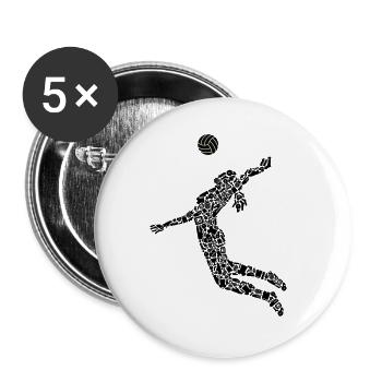 Volleyball Frauen Symbole Mädchen Volleyballerin - Buttons groß 56 mm (5er Pack) - Weiß - Vorne